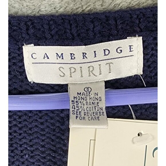 Cambridge Spirit Sweater Womens Small Blue Pink Rose Button Up Vintage Cardigan - Picture 3 of 10